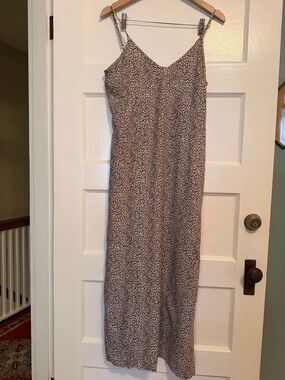 Jenni Kayne Cream and Brown Leopard Slip Dress